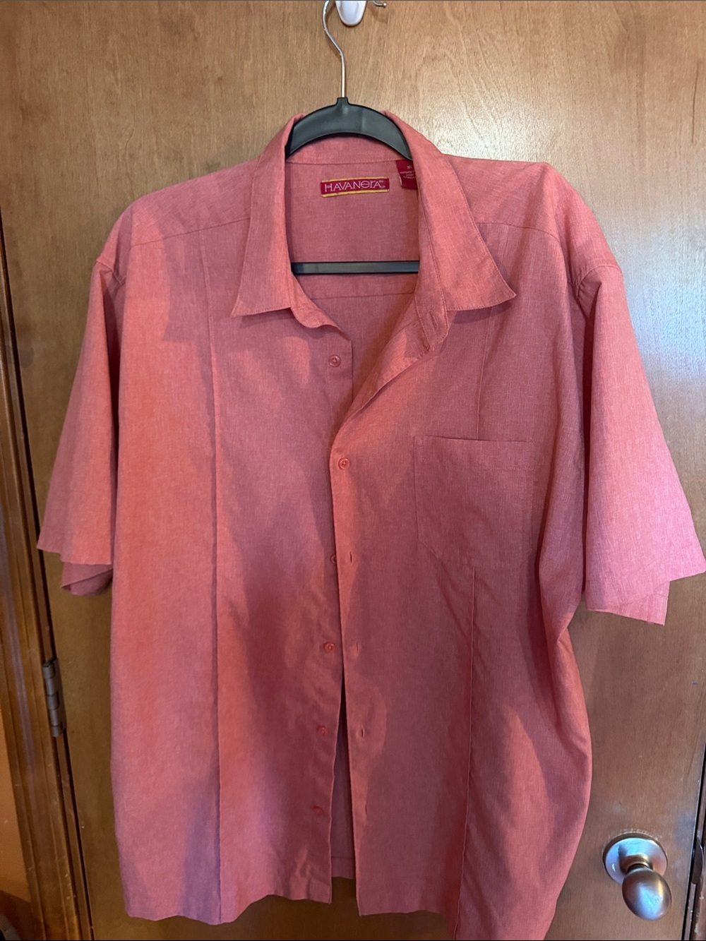Havanera Men's Short-Sleeve Button-Down Shirt - Dusty Salmon Pink